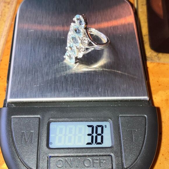 Natural Aquamarine Sterling Silver Ring Size 6 - Picture 10 of 10